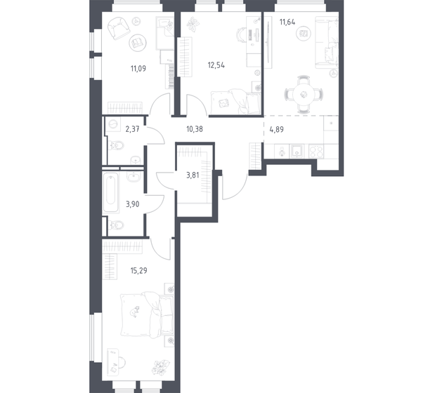 71,1 м², 2-комнатная квартира 11 700 000 ₽ - изображение 59