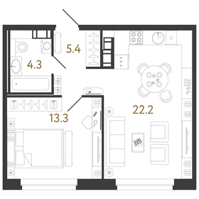 45,2 м², 1-комнатная квартира 16 814 876 ₽ - изображение 22