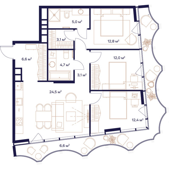 90,8 м², 3-комнатная квартира 41 514 000 ₽ - изображение 1