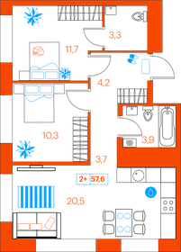 57,7 м², 2-комнатная квартира 6 780 000 ₽ - изображение 65