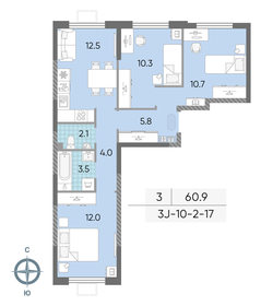 60,5 м², 3-комнатная квартира 20 705 884 ₽ - изображение 32