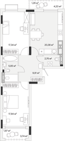 Квартира 78 м², 2-комнатная - изображение 1