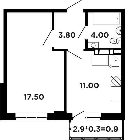 37,2 м², 1-комнатная квартира 6 807 600 ₽ - изображение 1