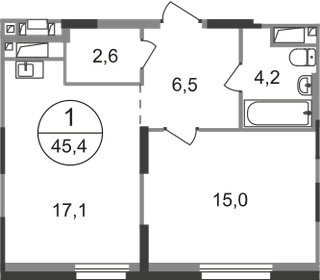 46,1 м², 1-комнатная квартира 12 101 285 ₽ - изображение 30