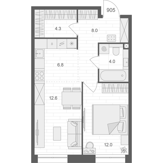 47,7 м², 1-комнатная квартира 28 594 432 ₽ - изображение 1