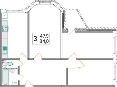 Квартира 84 м², 3-комнатная - изображение 1