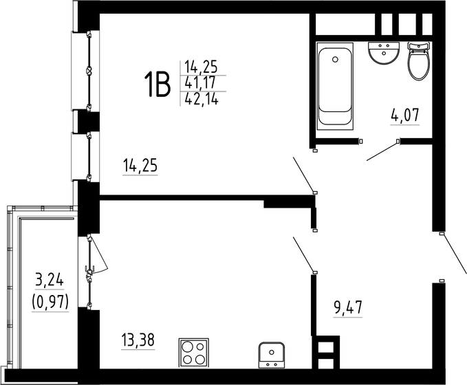 41 м², 1-комнатная квартира 10 463 600 ₽ - изображение 8
