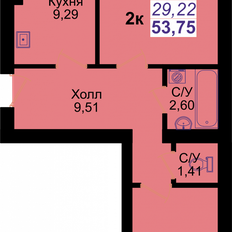 Квартира 54 м², 2-комнатная - изображение 1