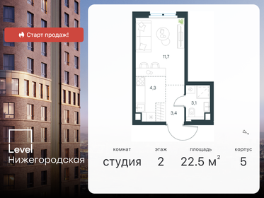 Квартира 22,5 м², студия - изображение 1