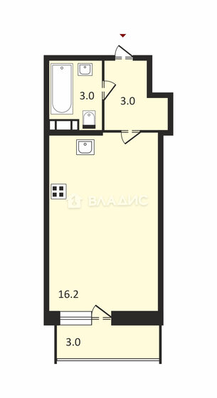 24 м², квартира-студия 4 800 000 ₽ - изображение 1