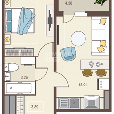 Квартира 39,4 м², 1-комнатная - изображение 3