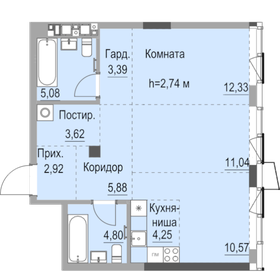 Квартира 65,5 м², студия - изображение 1