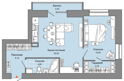 38 м², 2-комнатная квартира 6 220 500 ₽ - изображение 33