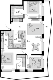 322,8 м², 5-комнатная квартира 180 382 992 ₽ - изображение 143