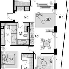 Квартира 109,9 м², 4-комнатная - изображение 2