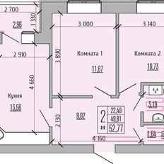 Квартира 52,8 м², 2-комнатная - изображение 2