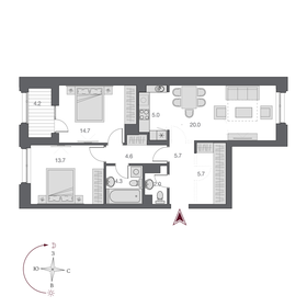 83,3 м², 3-комнатная квартира 16 100 000 ₽ - изображение 34