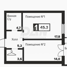 Квартира 45,3 м², 1-комнатные - изображение 2