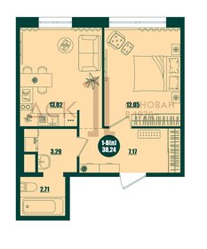 Квартира 38,2 м², 1-комнатная - изображение 1