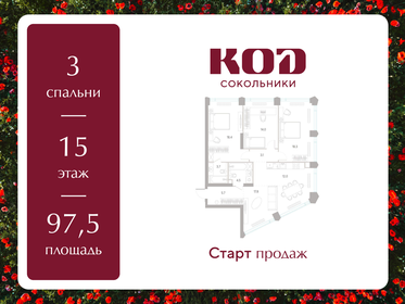 Квартира 97,5 м², 3-комнатная - изображение 1