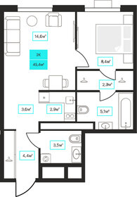 46 м², 2-комнатная квартира 6 200 000 ₽ - изображение 65