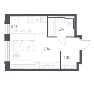 Квартира 28,6 м², студия - изображение 1