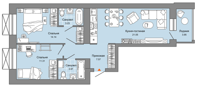 61 м², 3-комнатная квартира 5 900 000 ₽ - изображение 13