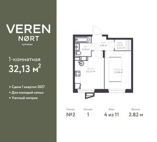 32,7 м², 1-комнатная квартира 4 748 036 ₽ - изображение 18