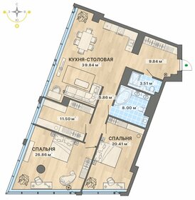 Квартира 125,8 м², 2-комнатные - изображение 1