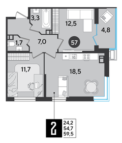 59,5 м², 2-комнатная квартира 9 466 450 ₽ - изображение 21