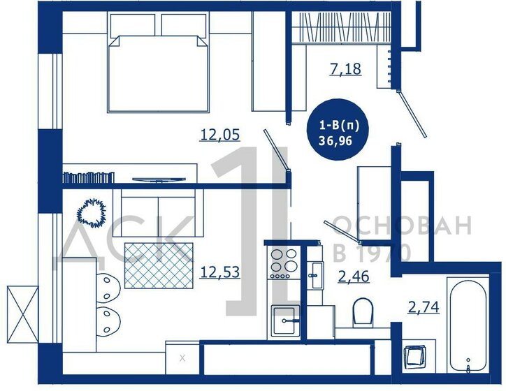 37 м², 1-комнатная квартира 6 100 000 ₽ - изображение 1