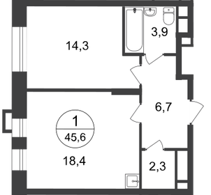 Квартира 45,6 м², 1-комнатная - изображение 1