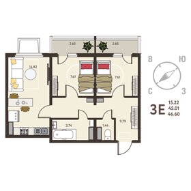 Квартира 46,6 м², 2-комнатная - изображение 1