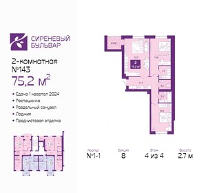 74,7 м², 2-комнатная квартира 9 200 000 ₽ - изображение 21