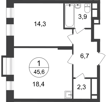 45,6 м², 1-комнатная квартира 11 531 276 ₽ - изображение 51
