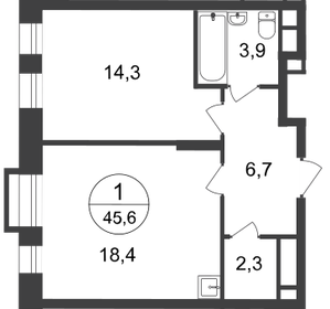 Квартира 45,6 м², 1-комнатная - изображение 1