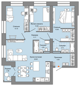 Квартира 89 м², 4-комнатная - изображение 1