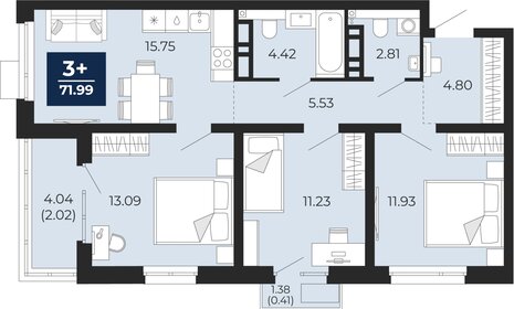 72 м², 3-комнатная квартира 8 900 000 ₽ - изображение 1