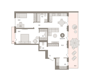 97,3 м², 2-комнатная квартира 16 960 000 ₽ - изображение 70