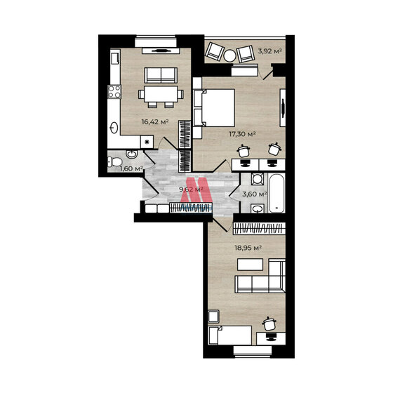 65,6 м², 2-комнатная квартира 5 550 000 ₽ - изображение 36