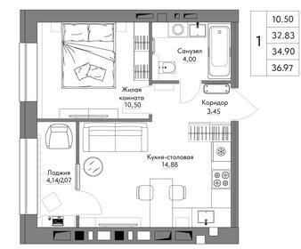 37 м², 1-комнатная квартира 4 500 000 ₽ - изображение 73