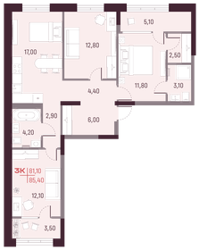 80,8 м², 3-комнатная квартира 10 320 000 ₽ - изображение 16