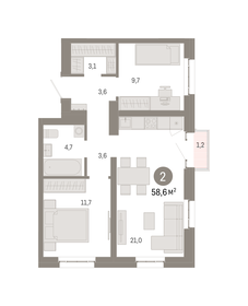58,5 м², 2-комнатная квартира 18 810 000 ₽ - изображение 39