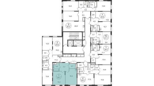 46,1 м², 1-комнатная квартира 12 101 285 ₽ - изображение 42