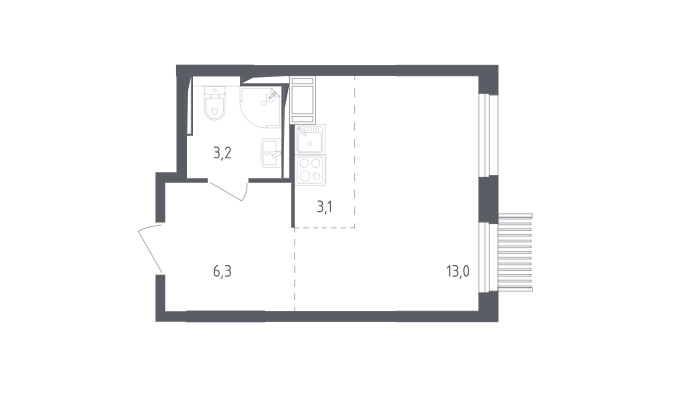 25,6 м², квартира-студия 6 500 000 ₽ - изображение 1