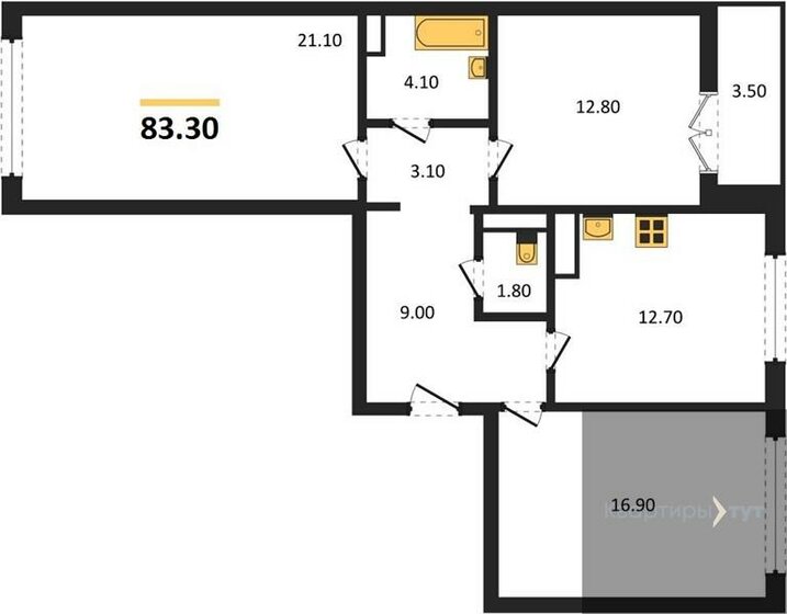 83,3 м², 3-комнатная квартира 8 858 039 ₽ - изображение 1