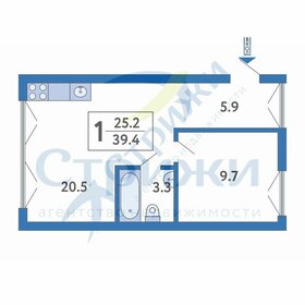 Квартира 39,5 м², 2-комнатная - изображение 1