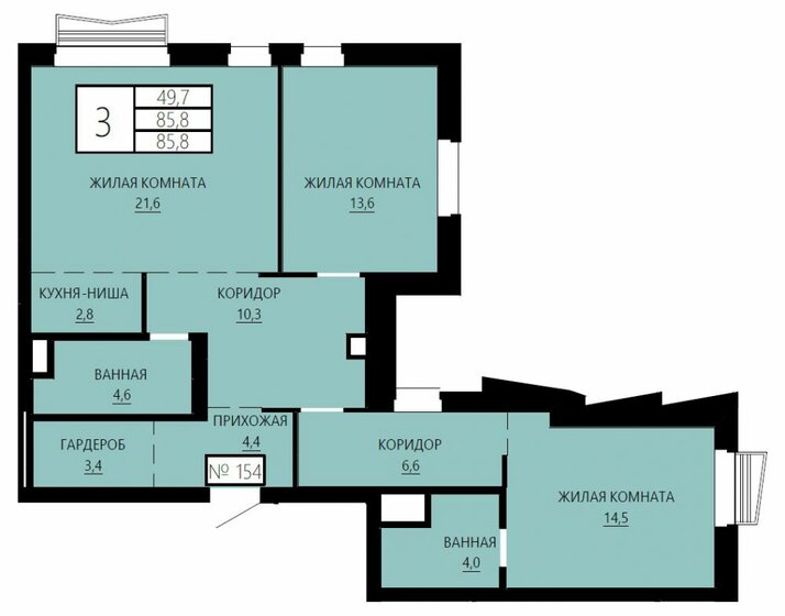 85,8 м², 3-комнатная квартира 20 148 730 ₽ - изображение 1