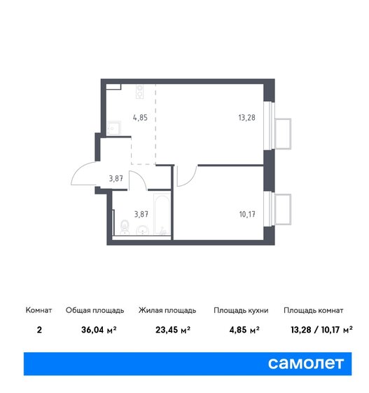 36 м², 1-комнатная квартира 6 786 520 ₽ - изображение 1