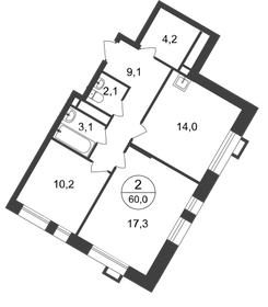 57,4 м², 2-комнатная квартира 13 600 000 ₽ - изображение 51